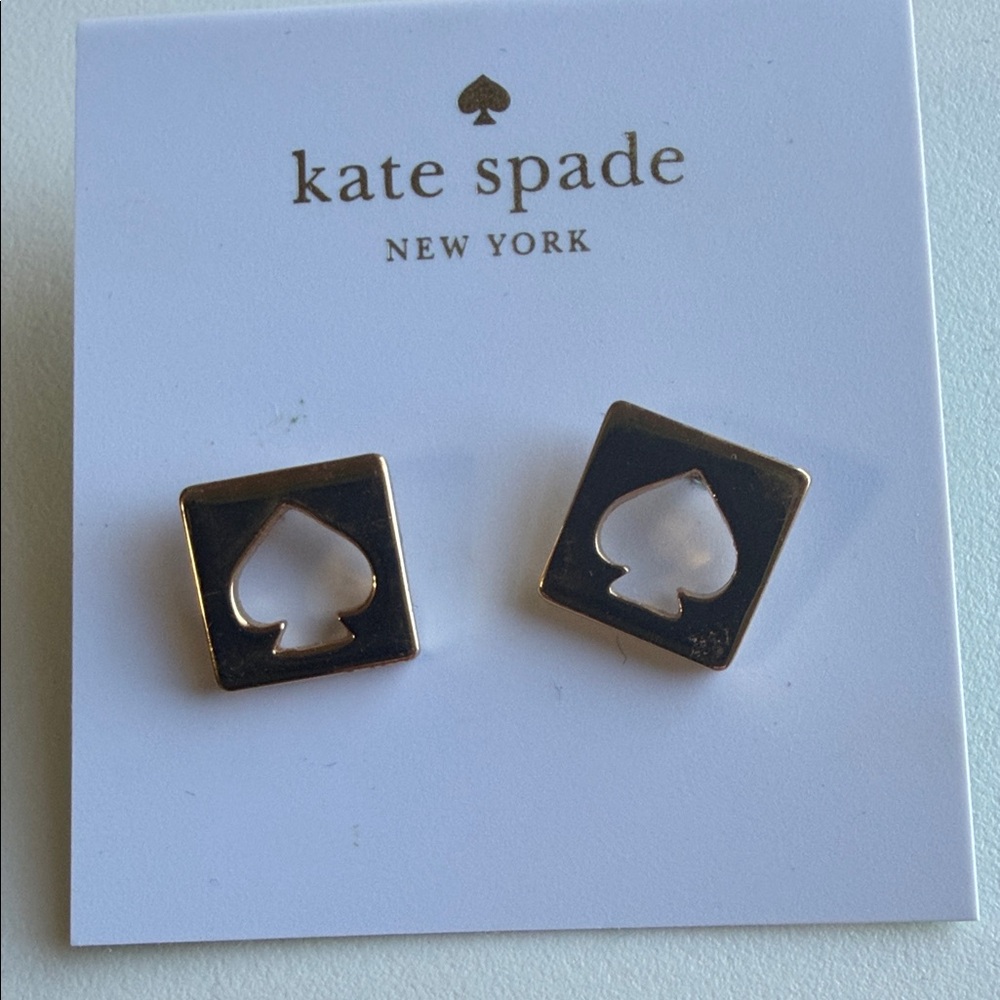Kate Spade Black and Gold Spade Earrings